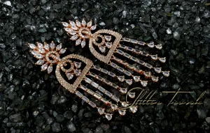 Evelyn Rose Gold American Diamond Long Earrings