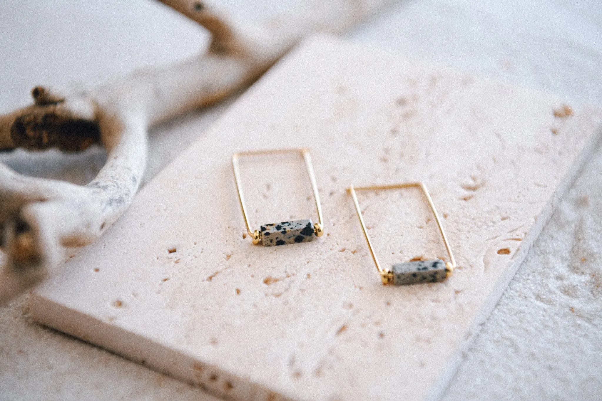 Eventide Geometric Earrings with Natural Stone Accents