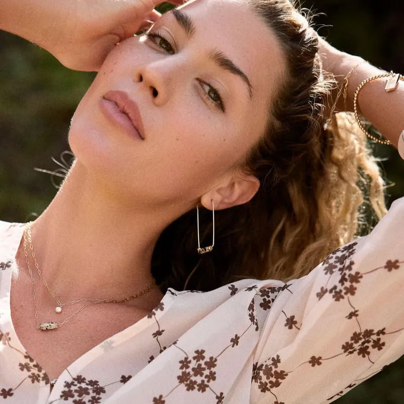 Eventide Geometric Earrings with Natural Stone Accents