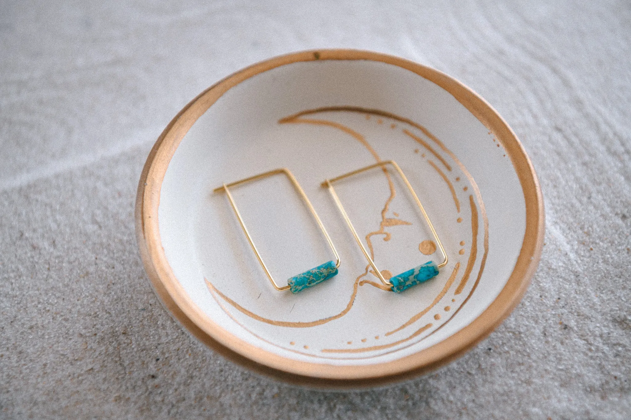 Eventide Geometric Earrings with Natural Stone Accents
