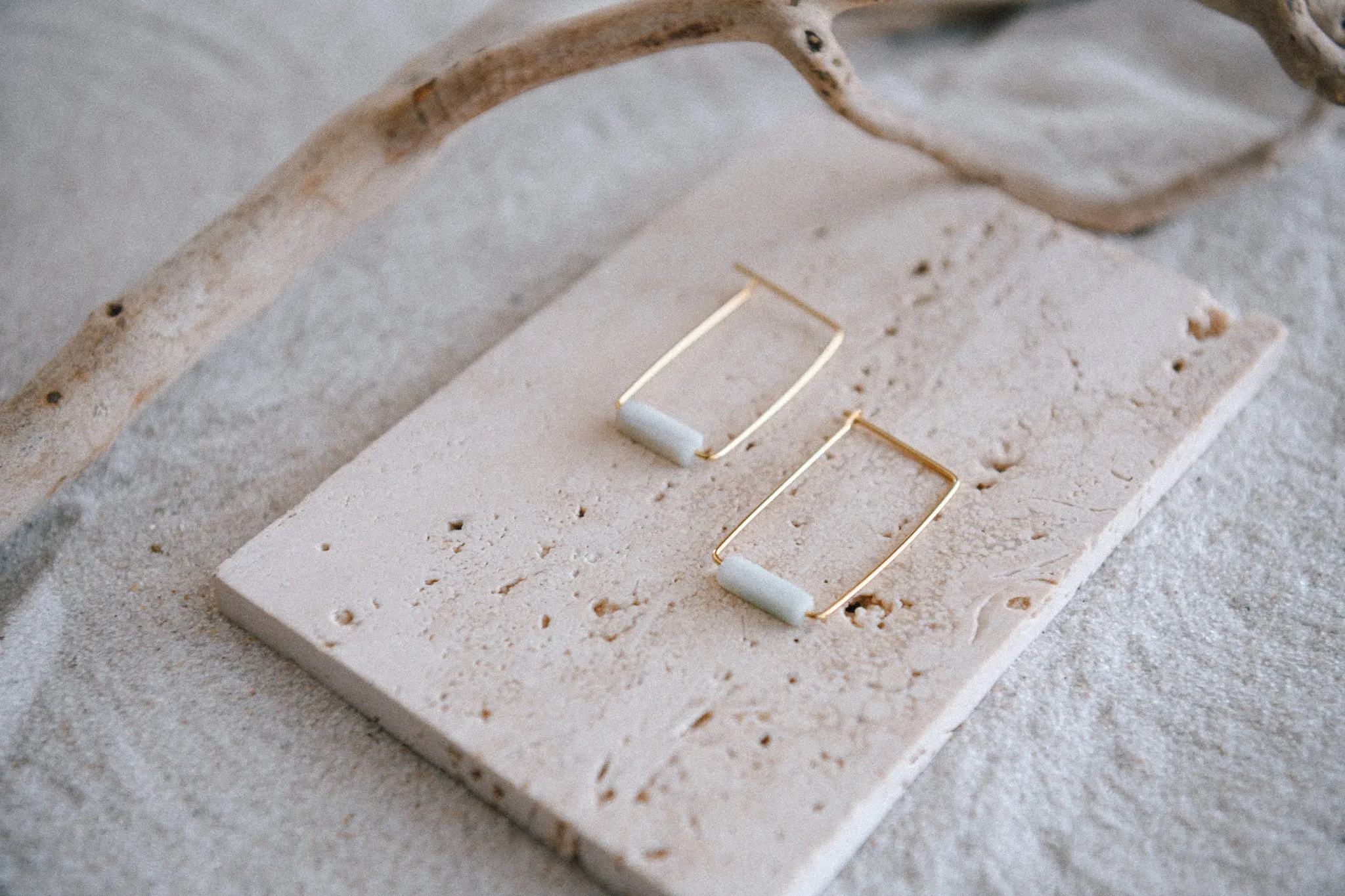 Eventide Geometric Earrings with Natural Stone Accents