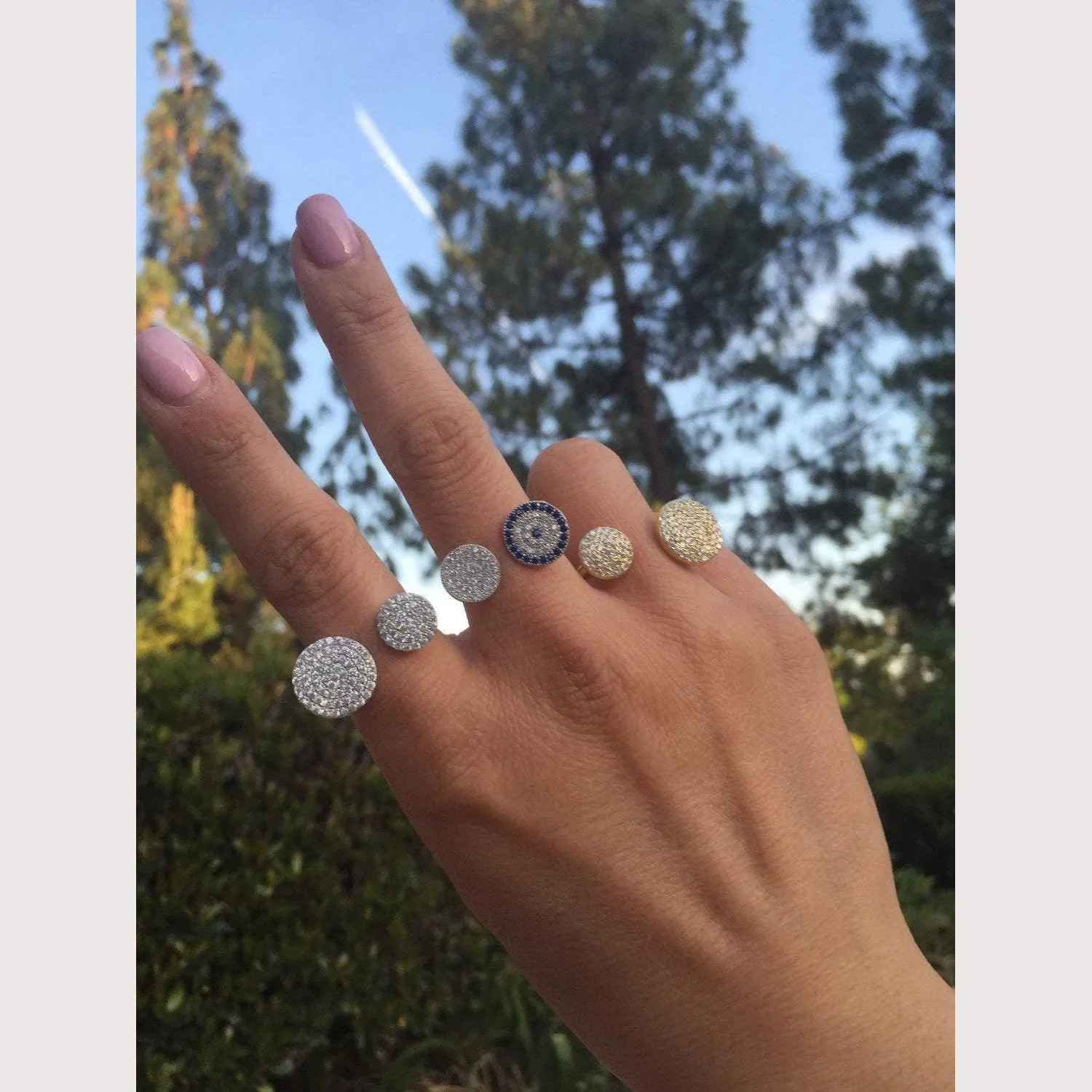 Evil Eye Disc Ring-Silver