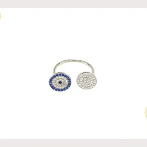 Evil Eye Disc Ring-Silver