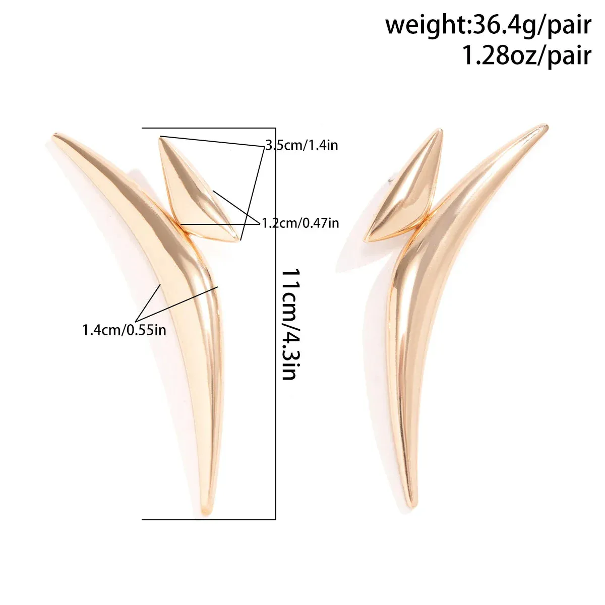 Exaggerated Geometry Long Curved Drop Earrings Fashion Aesthetics Thick Metal Triangular Earrings Women's Trendy Stage Jewelry