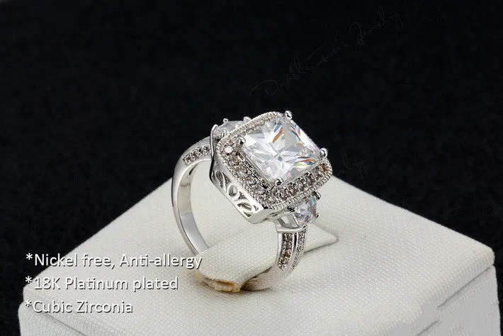 Exaggerated Luxury CZ Stone Engagement Ring Silver/Rose Gold Plated Cubic Zirconia Wedding Jewelry For Men and Women Anel
