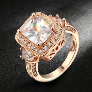 Exaggerated Luxury CZ Stone Engagement Ring Silver/Rose Gold Plated Cubic Zirconia Wedding Jewelry For Men and Women Anel