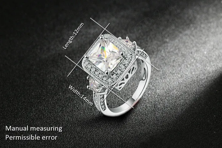 Exaggerated Luxury CZ Stone Engagement Ring Silver/Rose Gold Plated Cubic Zirconia Wedding Jewelry For Men and Women Anel