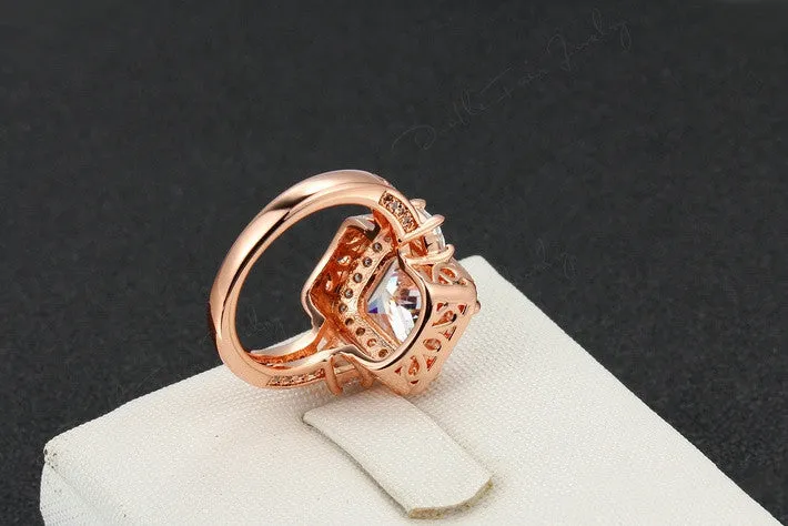 Exaggerated Luxury CZ Stone Engagement Ring Silver/Rose Gold Plated Cubic Zirconia Wedding Jewelry For Men and Women Anel