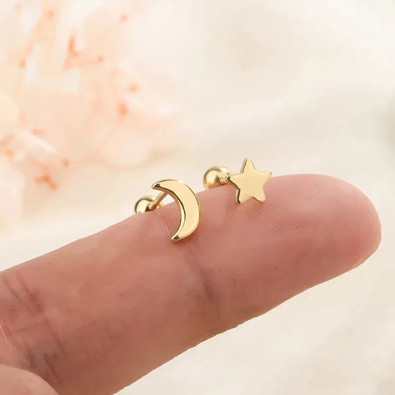 Fashion Gold Color Butterfly Tragus Piercings for The Ear Helix Stud Earrings for Women Tibetan Charm Ear Bone Piercing Jewelry