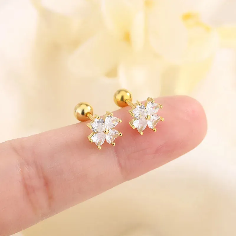 Fashion Gold Color Butterfly Tragus Piercings for The Ear Helix Stud Earrings for Women Tibetan Charm Ear Bone Piercing Jewelry