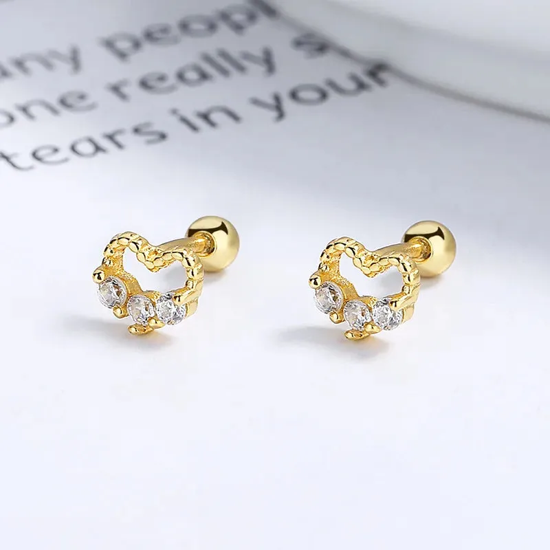 Fashion Gold Color Butterfly Tragus Piercings for The Ear Helix Stud Earrings for Women Tibetan Charm Ear Bone Piercing Jewelry