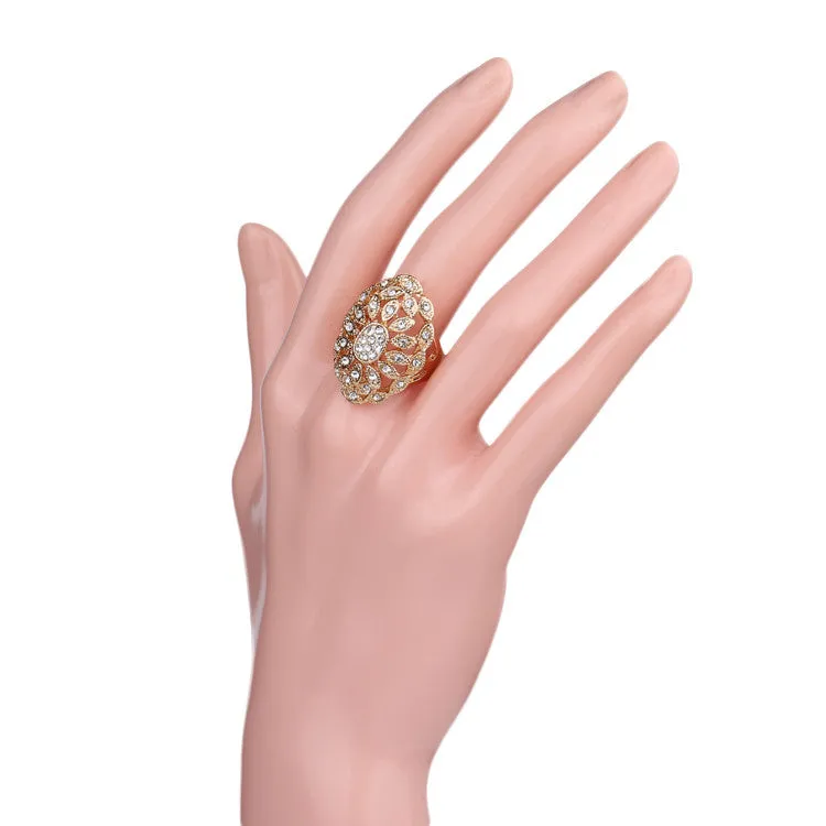Fashion High Quality Bohemian 18K Gold Filled Ring Punk Mosaic Rhinestone Romantic Rings Anel Women Jewelry