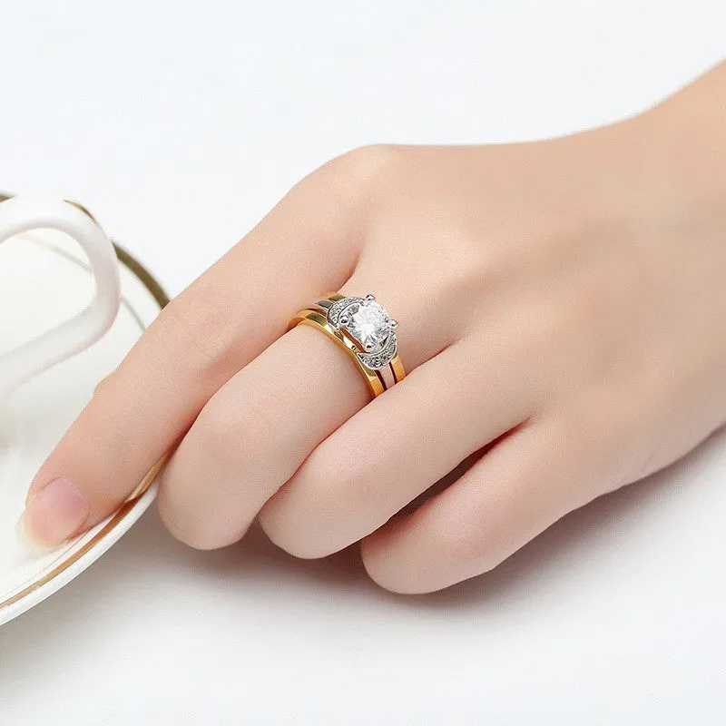 Fashion Lurxury 18K Gold Plated Finger Set Ring for Women Ladies with AAA Cubic Zircon Crystal Jewelry Gift