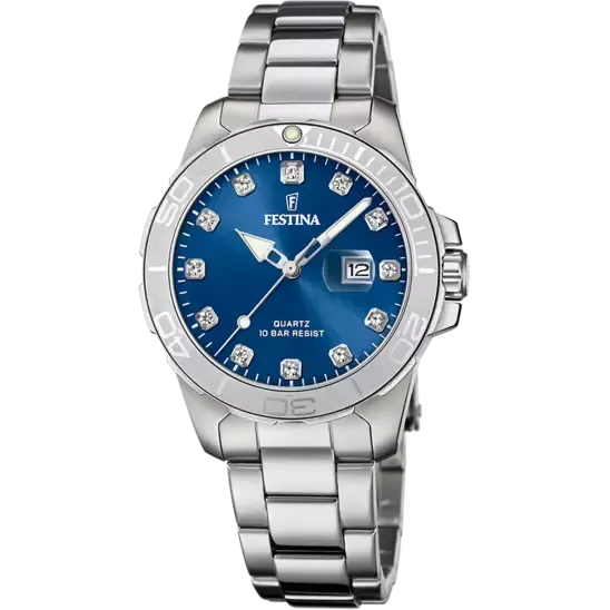 Festina Boyfriend Collection Ladies Blue Dial Stainless Steel Watch Bracelet