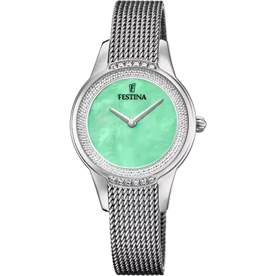Festina Mademoiselle Ladies Aquamarine Dial Mesh Stainless Steel Brecelet Watch 