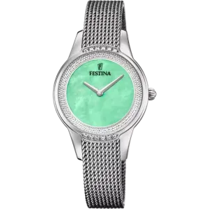 Festina Mademoiselle Ladies Aquamarine Dial Mesh Stainless Steel Brecelet Watch 