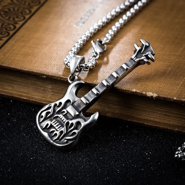 Flaming SG Guitar Necklace