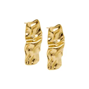 Fluid Gold Statement Drop Stud Earring