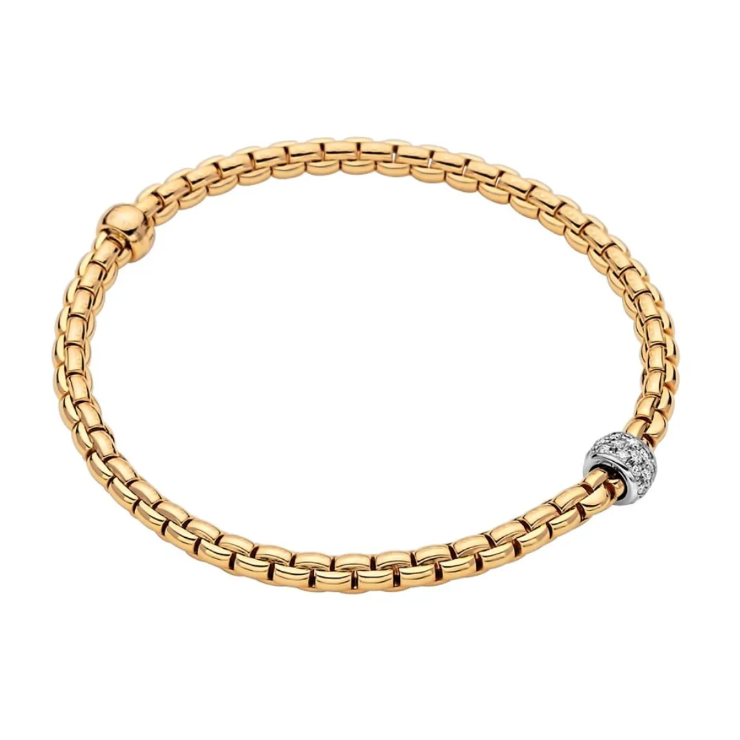 Fope Eka 18k Yellow Gold Flex'It Bracelet with Diamond Rondel