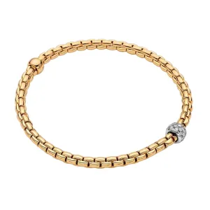 Fope Eka 18k Yellow Gold Flex'It Bracelet with Diamond Rondel