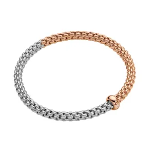 Fope Solo Essential 18ct Gold Bracelet Bicolour Rose and White gold featuring 0.01ct