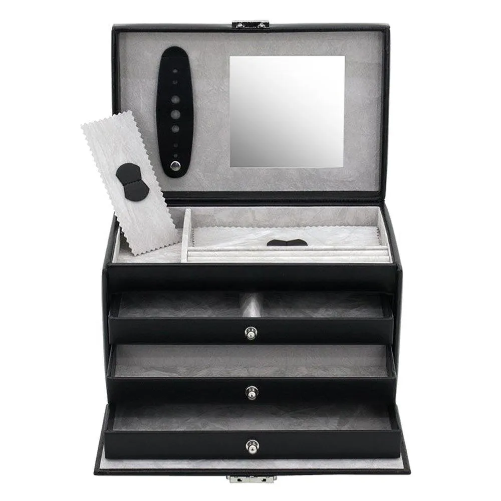 Friedrich23 jewelry box with handle and 3 drawers black 23231-2