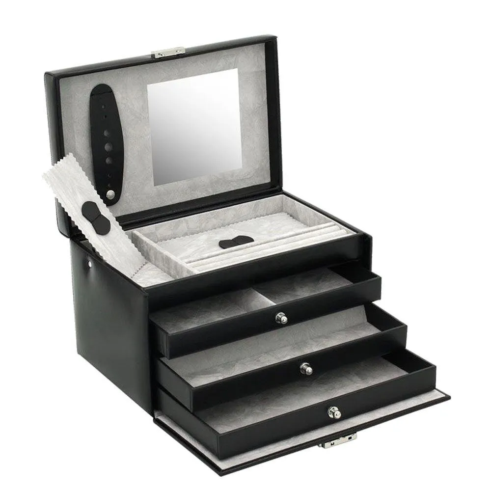 Friedrich23 jewelry box with handle and 3 drawers black 23231-2