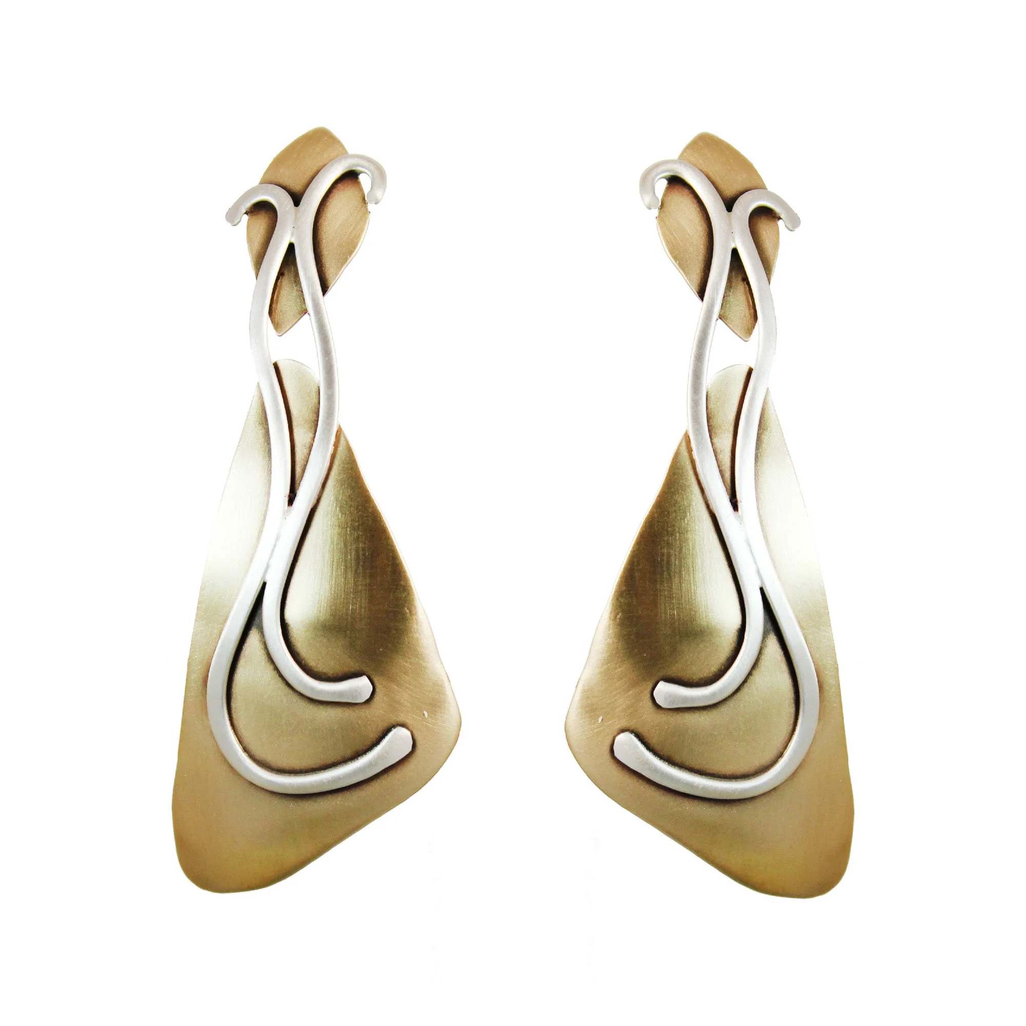Garden Party with Vines Earrings Brass and Sterling