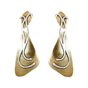 Garden Party with Vines Earrings Brass and Sterling