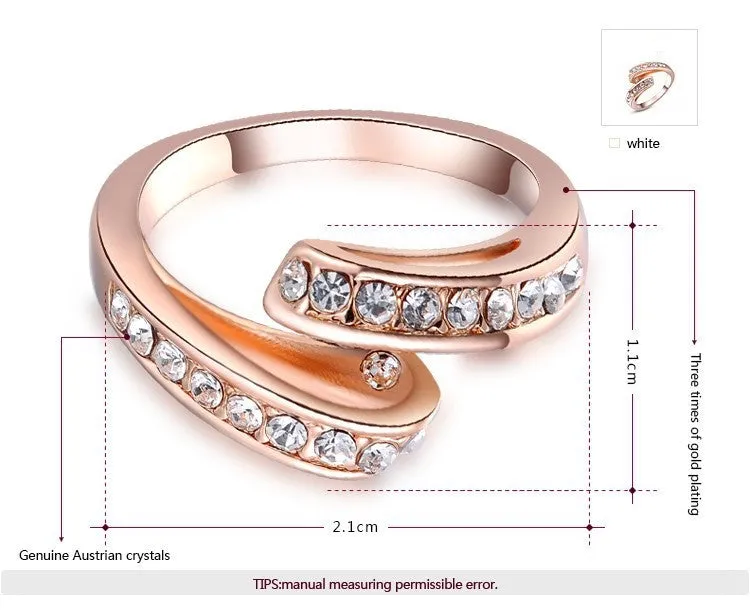 Genuine Austrian Crystal Fashion Ring Rose Gold Plated Rings Jewelry for Women