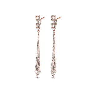 Geometic Pavé Diamond Long Earrings
