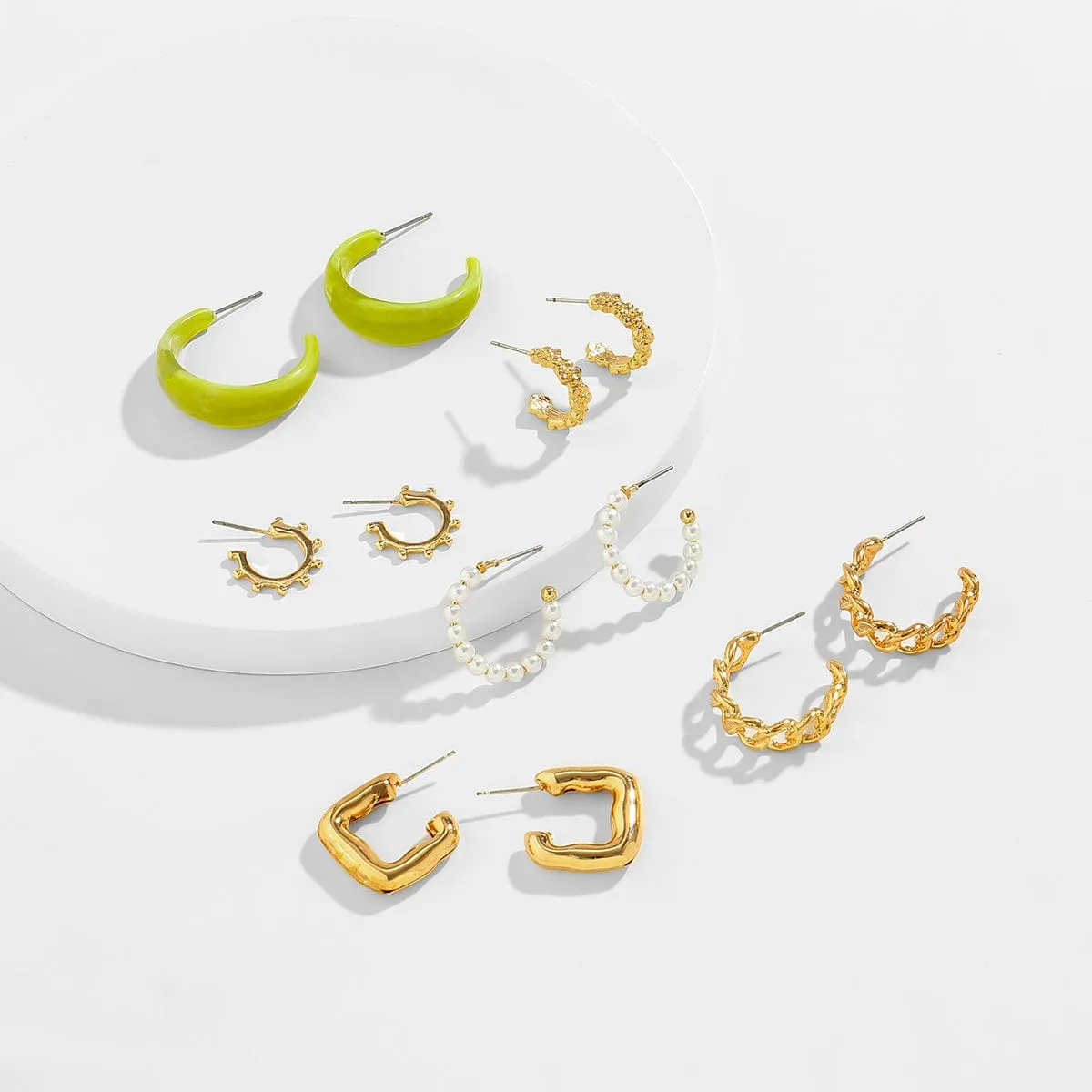 Geometric 12 Pieces Huggie Hoop Earrings Set
