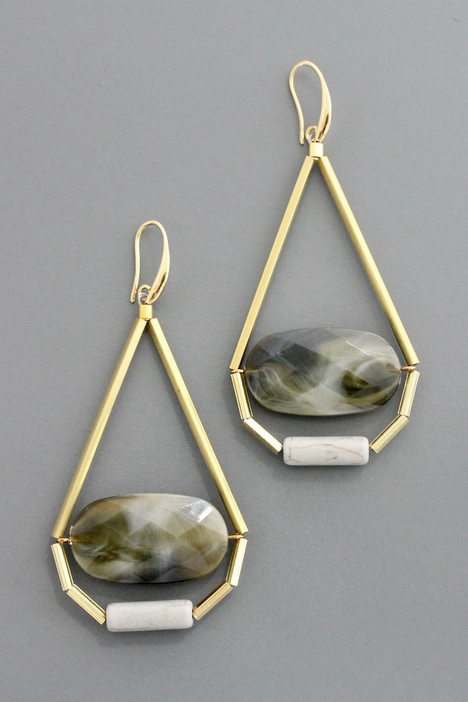 Geometric acrylic and magnesite earrings