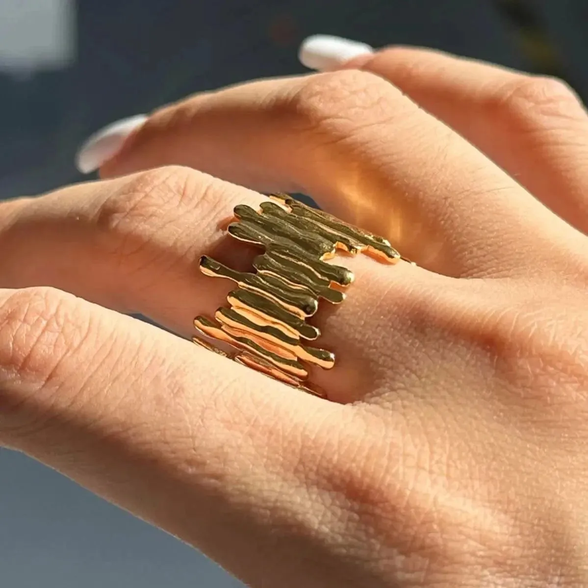 Geometric Asymmetrical Adjustable Open Rings