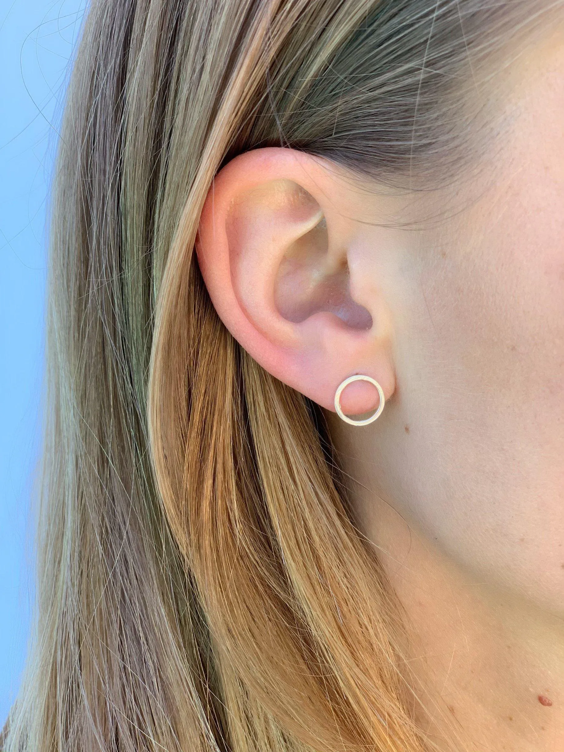 Geometric Circle Studs in Silver