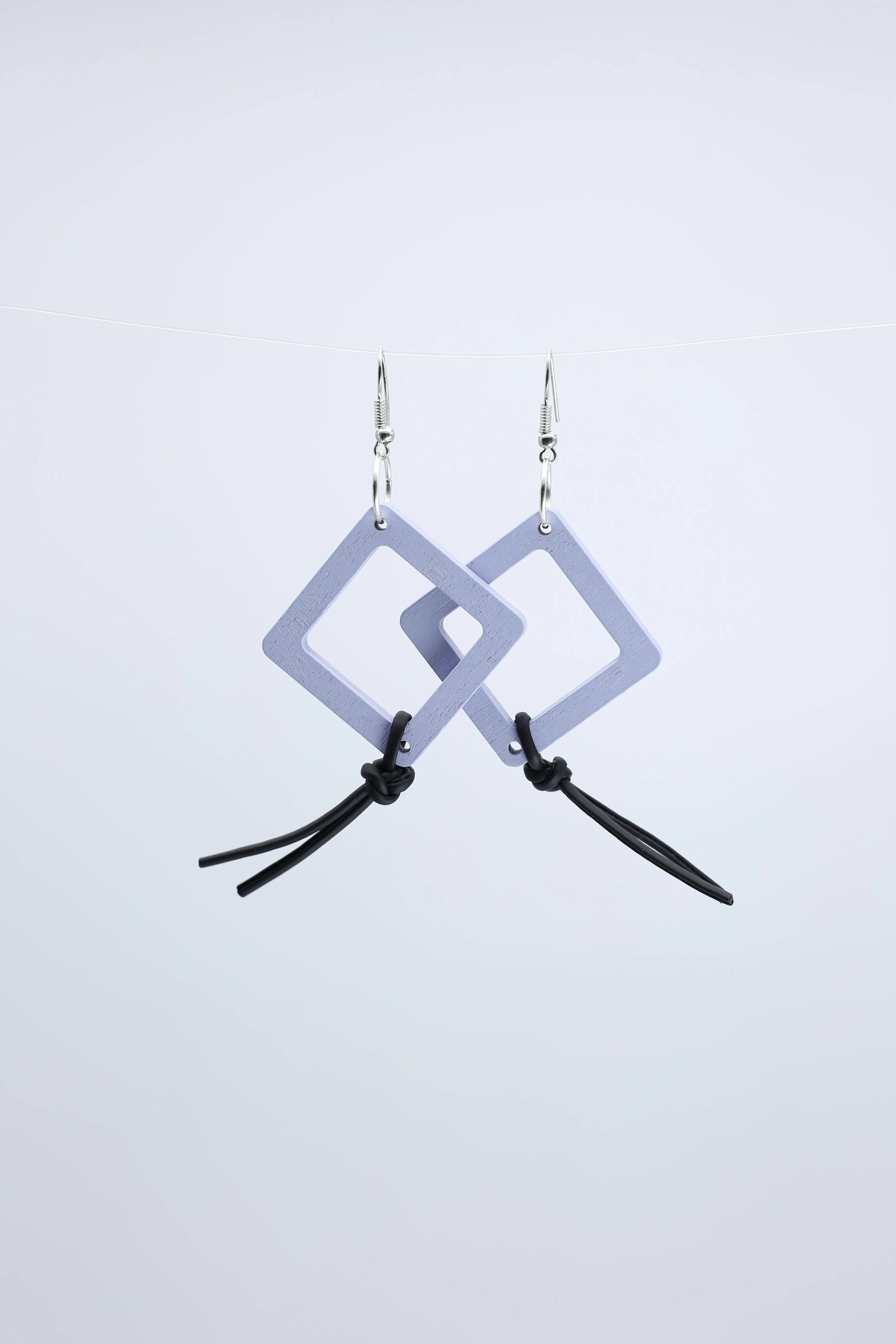 Geometric Earrings with Leatherette String - Small