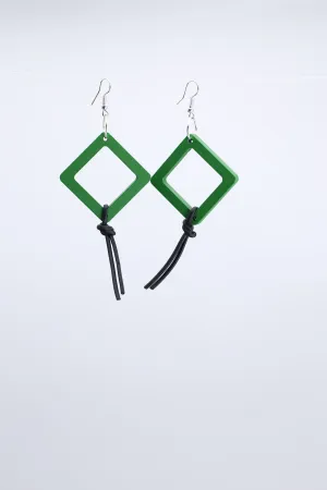 Geometric Earrings with Leatherette String - Small