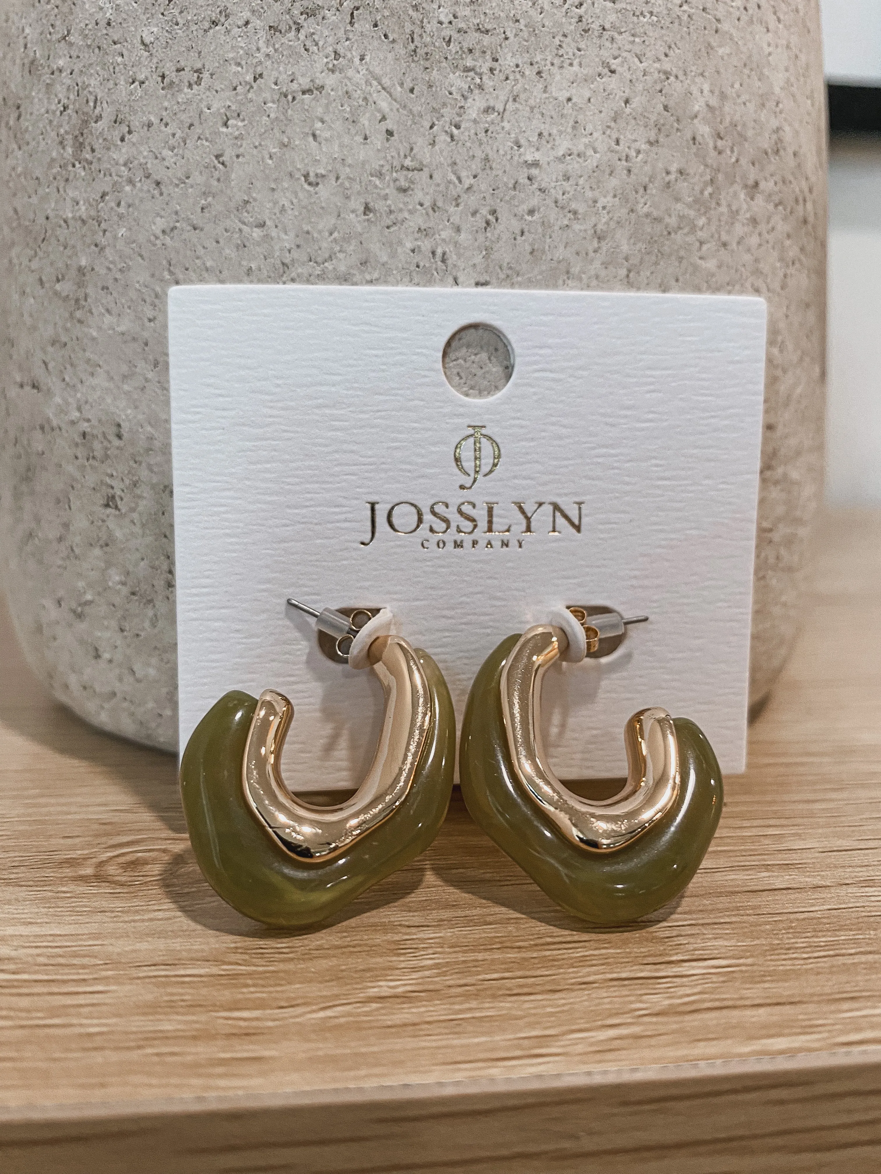 Geometric Green & Gold Earring