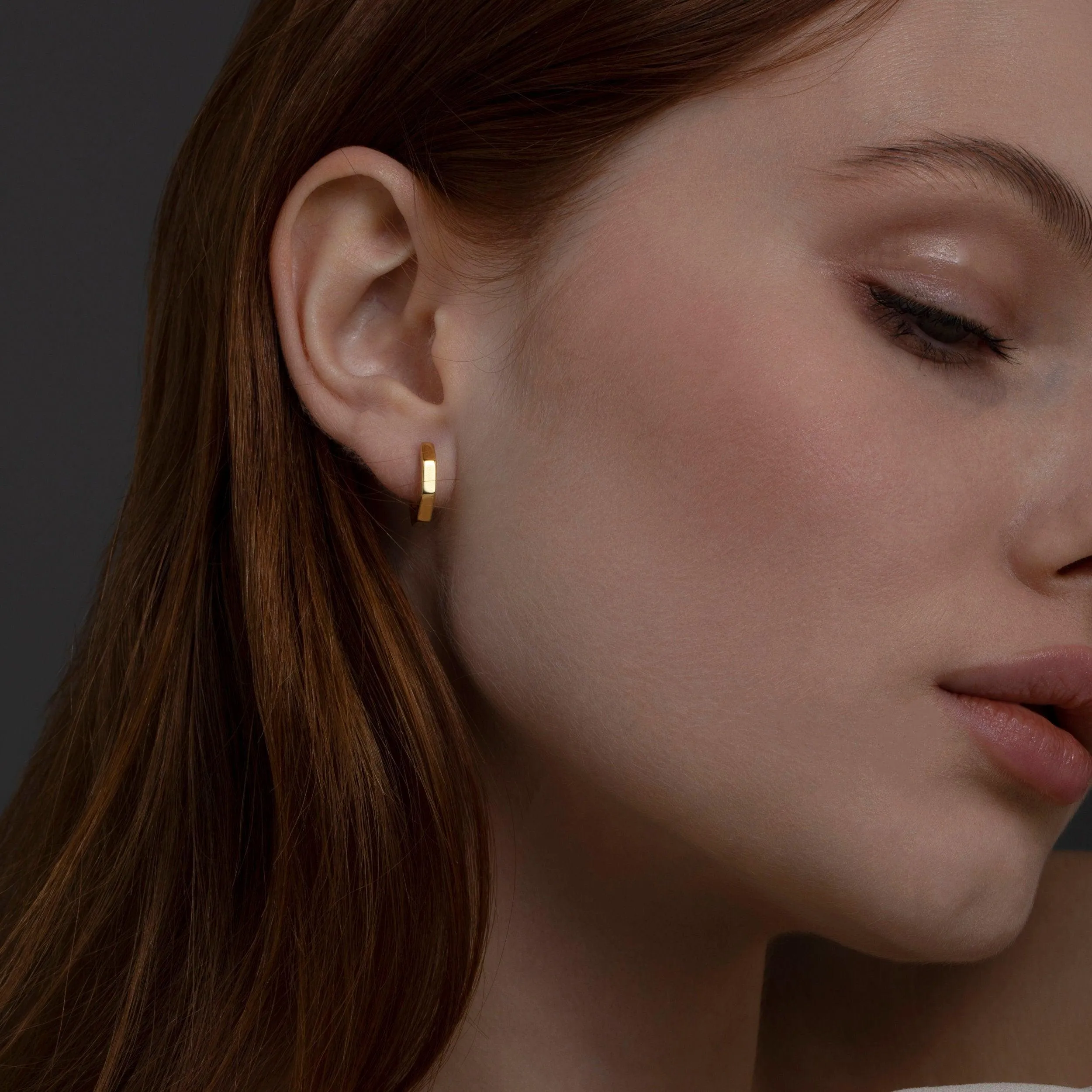 Geometric Hexagon Huggie Earrings - 18K Gold Vermeil