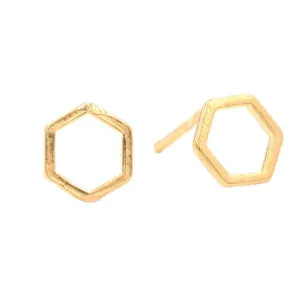 Geometric Hexagon Studs in Gold