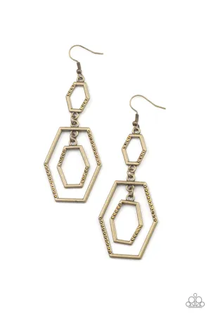 Geometric Maven Brass Earrings Paparazzi