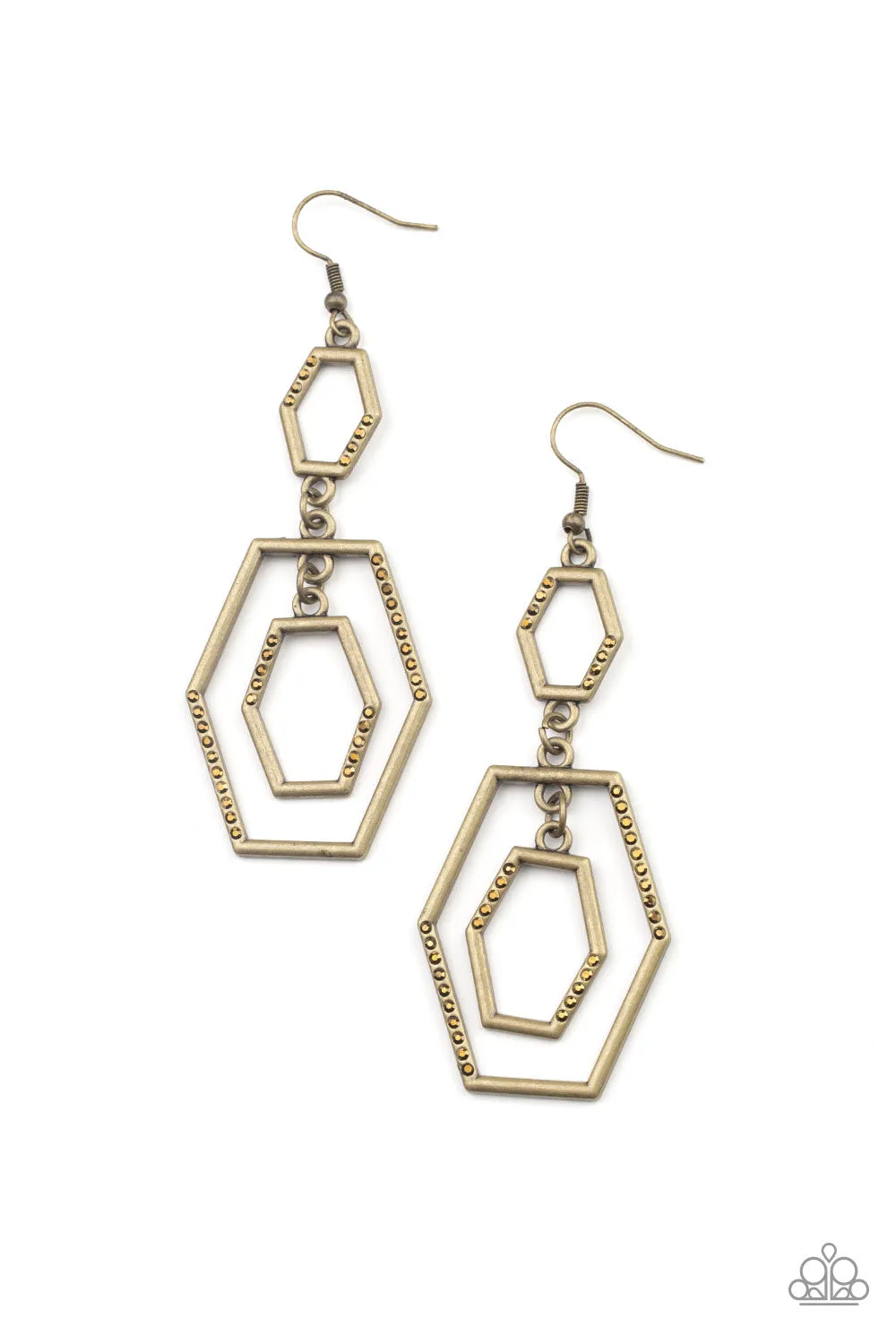 Geometric Maven Brass Earrings Paparazzi
