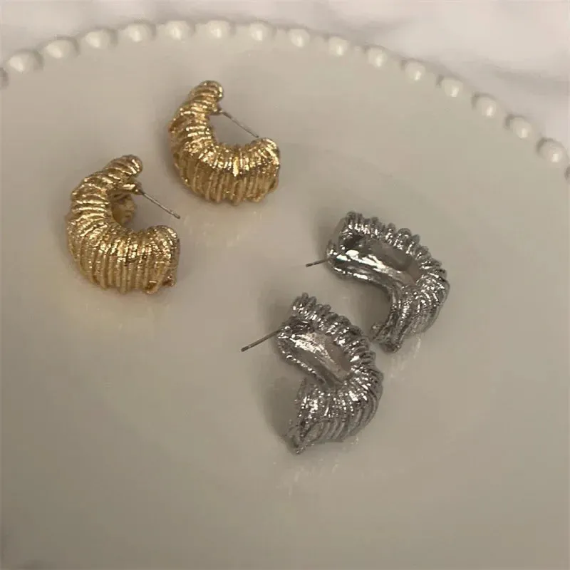 Geometric Metal Irregular Grain Stud Earrings  For Women Punk Style Personality Earrings Travel Party Jewelry Gift