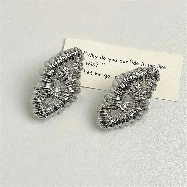 Geometric Metal Irregular Grain Stud Earrings  For Women Punk Style Personality Earrings Travel Party Jewelry Gift