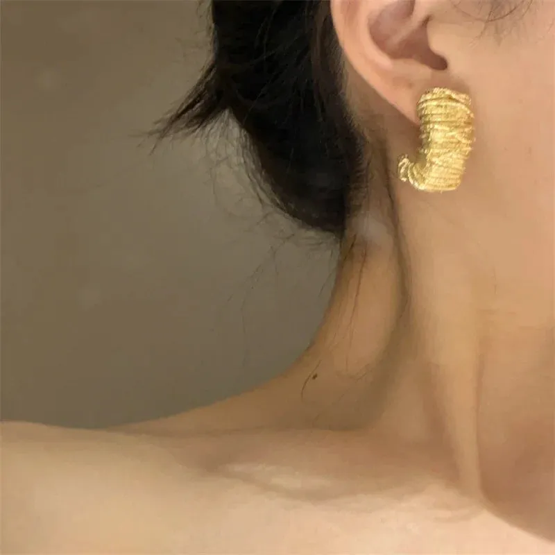 Geometric Metal Irregular Grain Stud Earrings  For Women Punk Style Personality Earrings Travel Party Jewelry Gift
