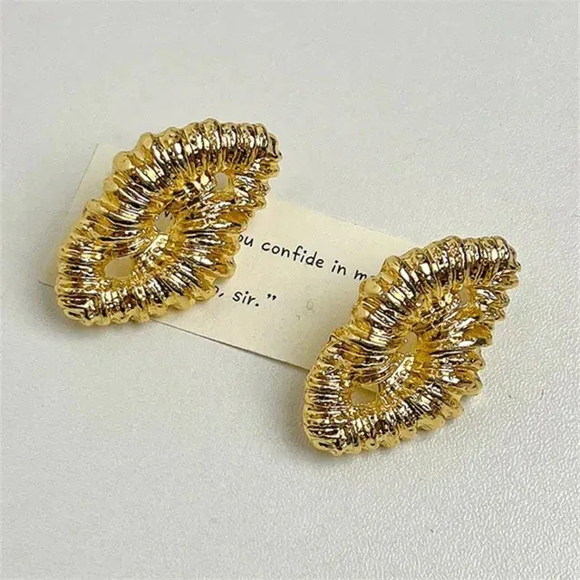 Geometric Metal Irregular Grain Stud Earrings  For Women Punk Style Personality Earrings Travel Party Jewelry Gift