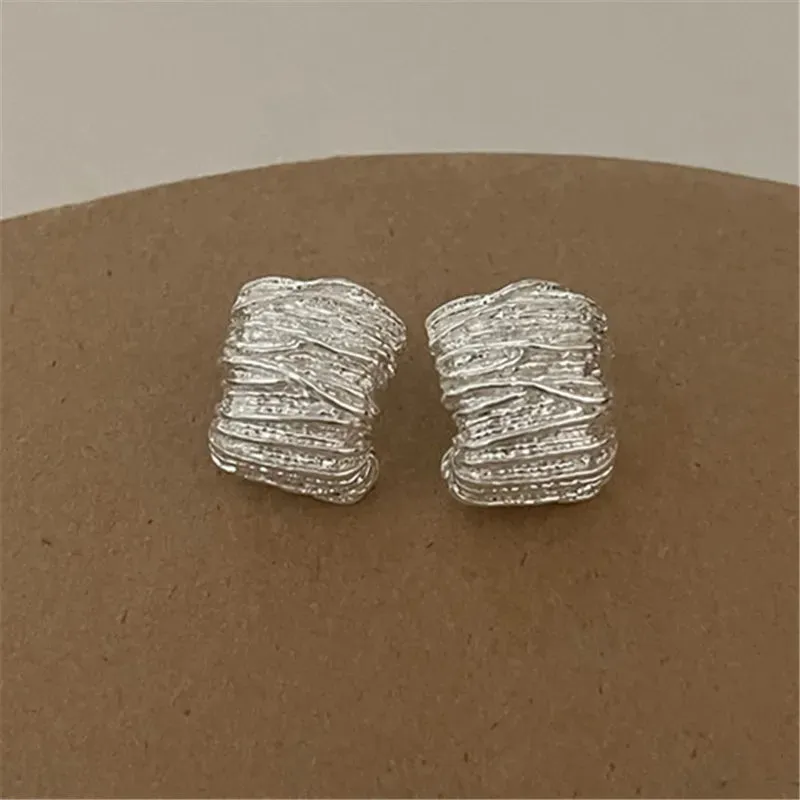 Geometric Metal Irregular Grain Stud Earrings  For Women Punk Style Personality Earrings Travel Party Jewelry Gift