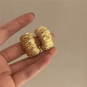 Geometric Metal Irregular Grain Stud Earrings  For Women Punk Style Personality Earrings Travel Party Jewelry Gift