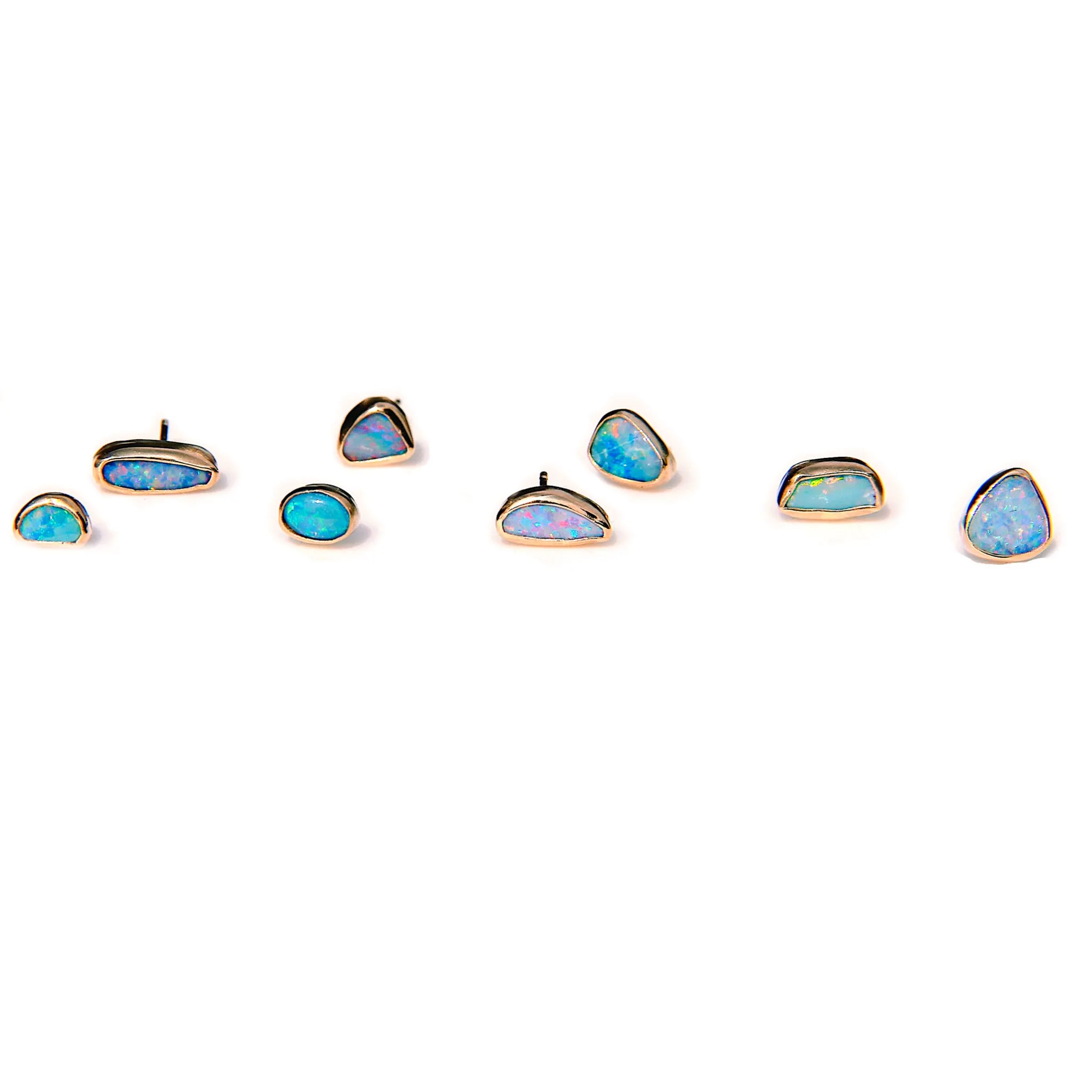 Geometric opal stud earrings