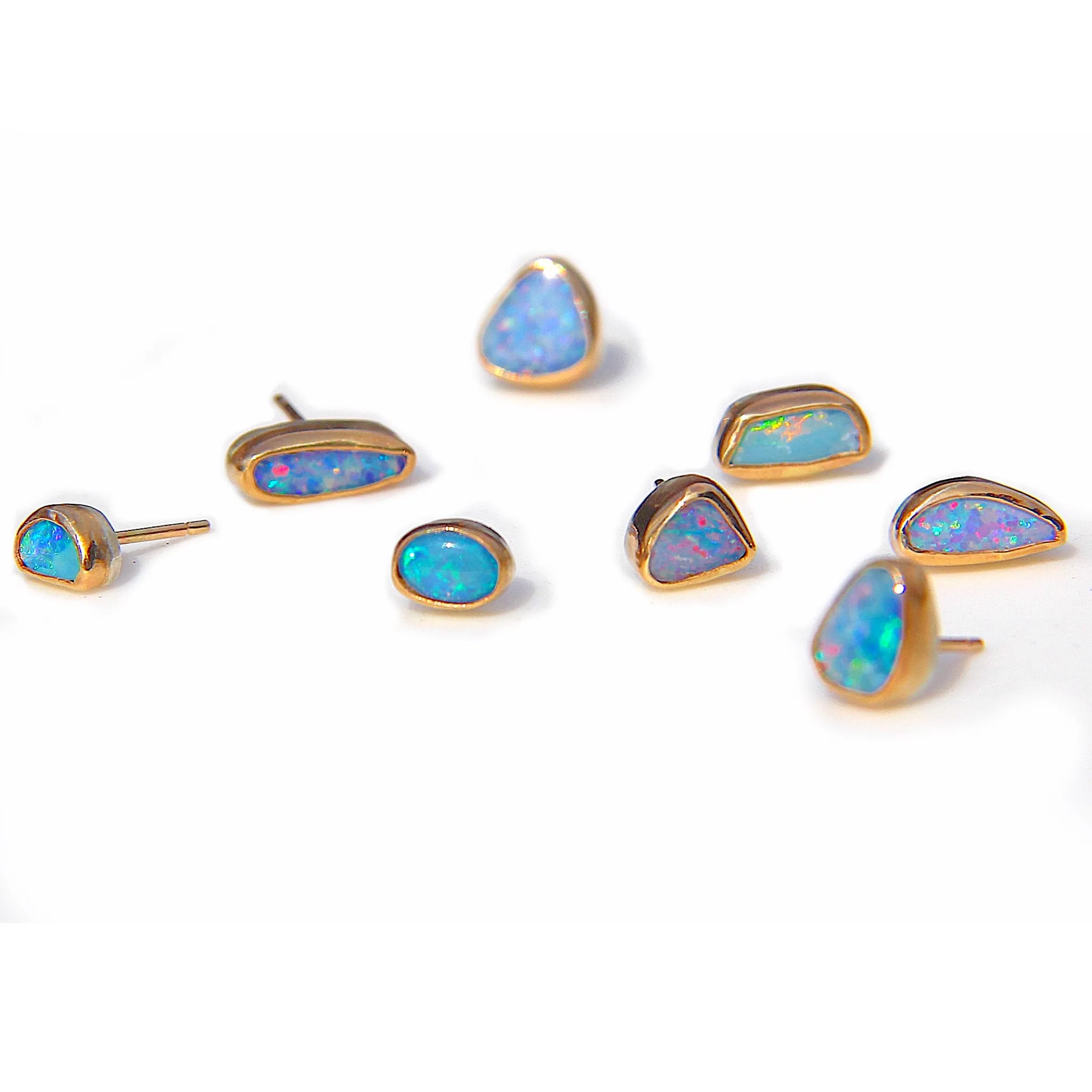 Geometric opal stud earrings
